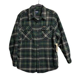 Smith’s Workwear Jacket Men M Flannel Shirt Sherpa Plaid Shacket Outdoor NWT